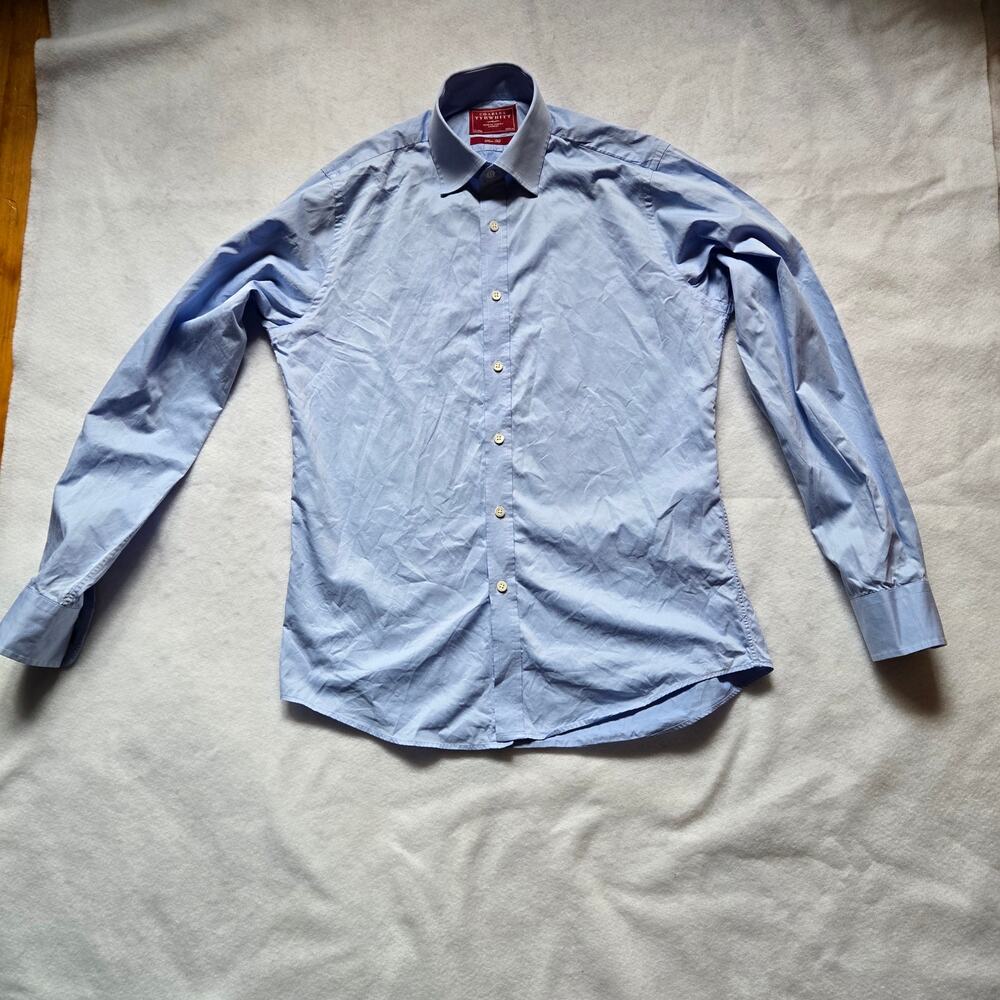 Charles Tyrwhitt Men's Button-down Shirt, Blue, Slim Fit, 15.5 x 35, 100% Cotton